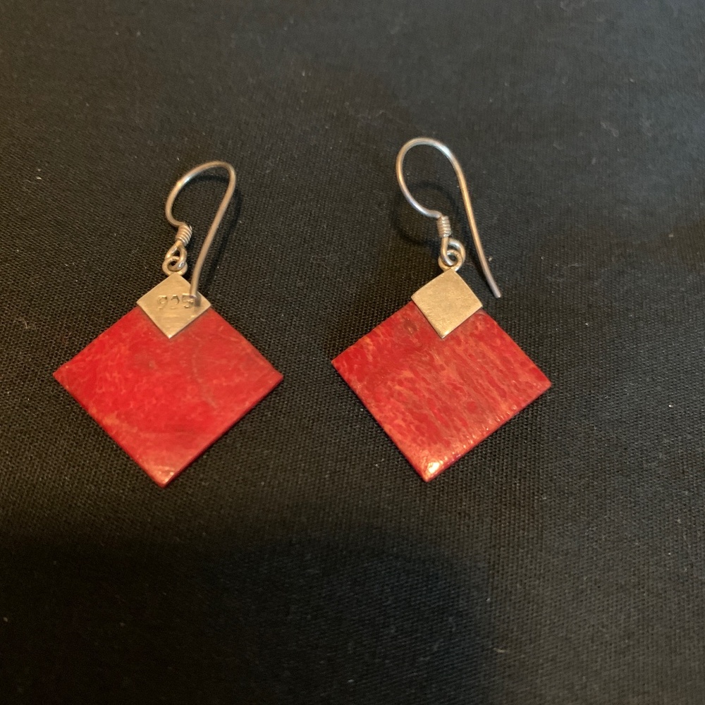 Red stone earrings